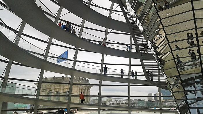 Inside shoot of the cupola of the Reichstag, the building of the German Bundestag.