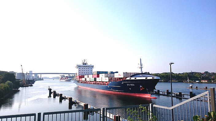 container ship at Kiel Canal