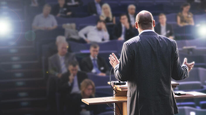 Speaker on stage